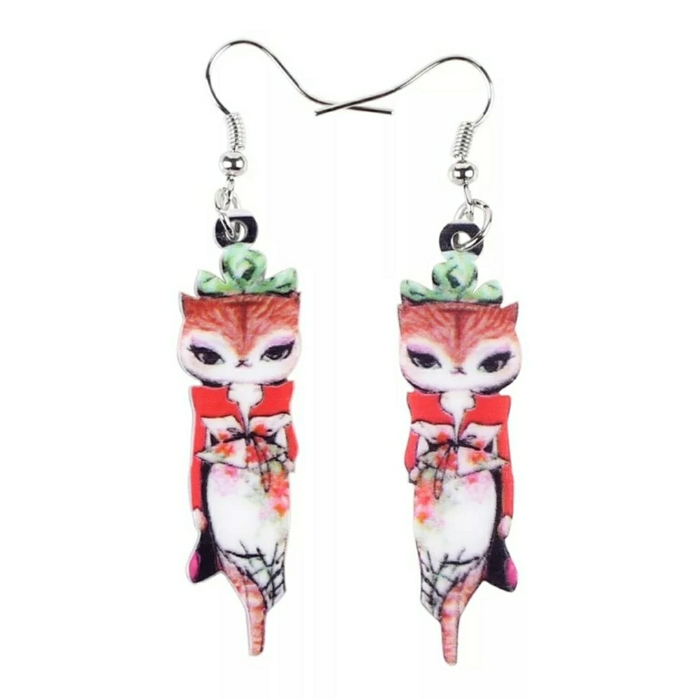 Red fox bonsny acrylic earrings